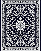 Elegant White Floral Bordered Rug