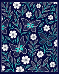 Whimsical butterflies and floral pattern Rug