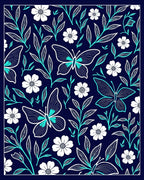 Whimsical butterflies and floral pattern Rug
