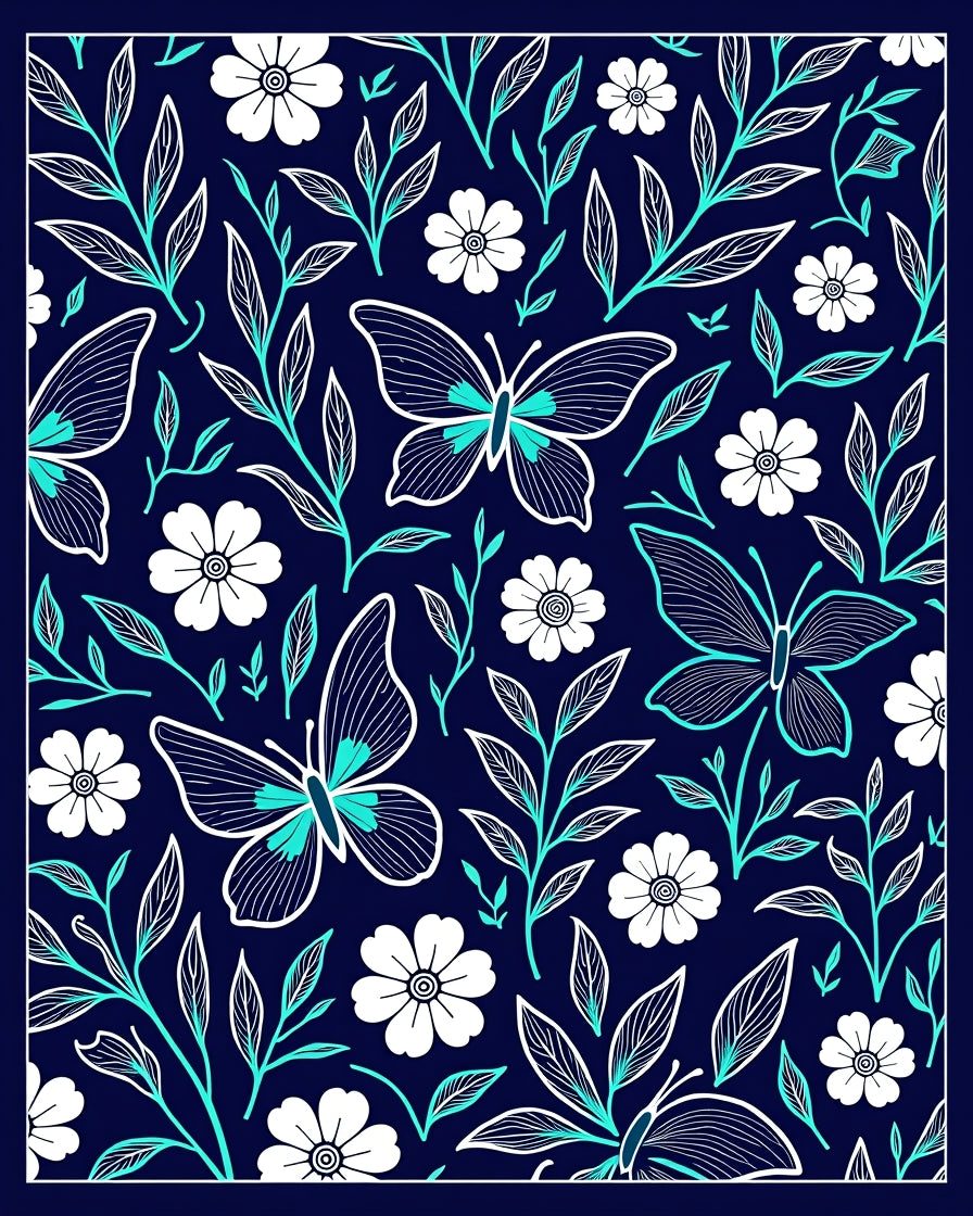 Whimsical butterflies and floral pattern Rug