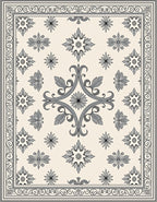 Ornate Floral Scroll Pattern Rug