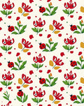 Red Ladybug Floral Garden Pattern Rug