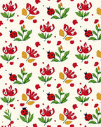 Red Ladybug Floral Garden Pattern Rug