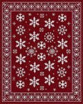 Deep Red Snowflake Wonderland Border Rug