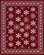 Deep Red Snowflake Wonderland Border Rug