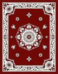 Rich Red Floral Medallion Border Rug