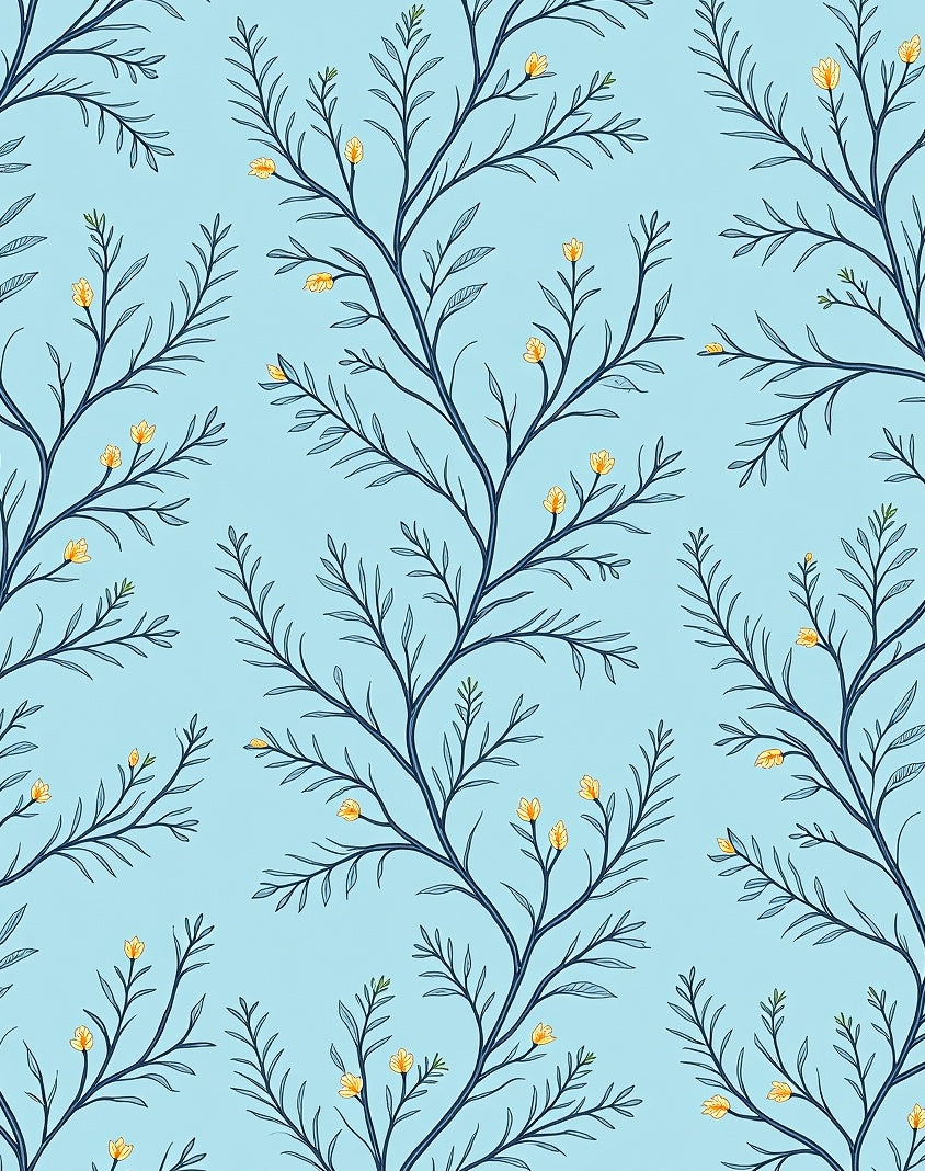 Delicate Blooming Branches Pattern Rug