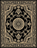 Black Gold Ornate Central Medallion Rug