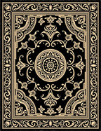 Black Gold Ornate Central Medallion Rug