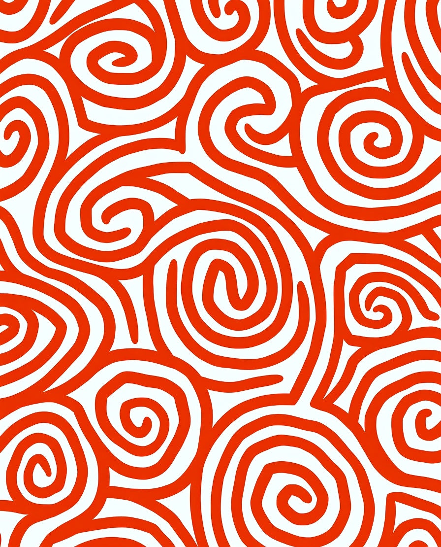 Bold Orange Swirling Pattern Rug