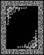 Intricate White Floral Border Pattern Rug