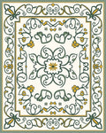 Ornate Green Yellow Floral Scroll Rug