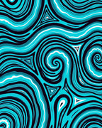 Abstract Teal Swirl Triangles Rug