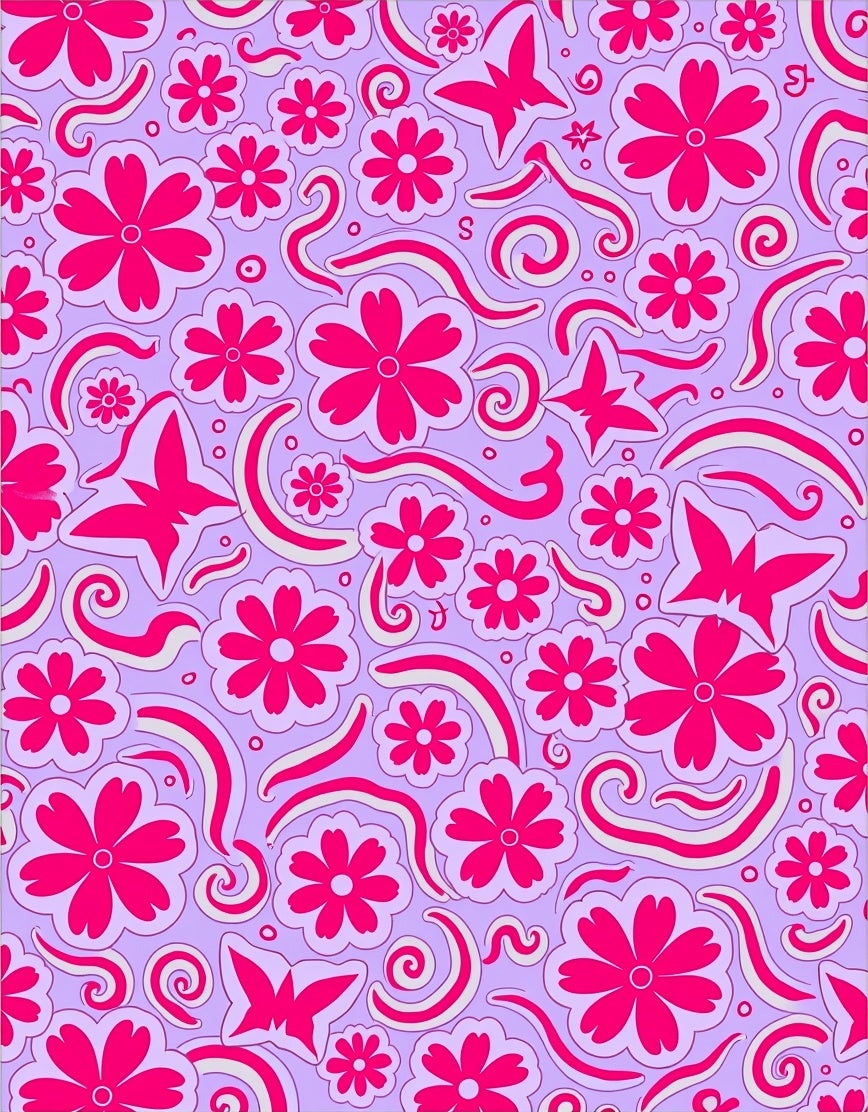 Floral Butterfly Swirl Pattern Rug