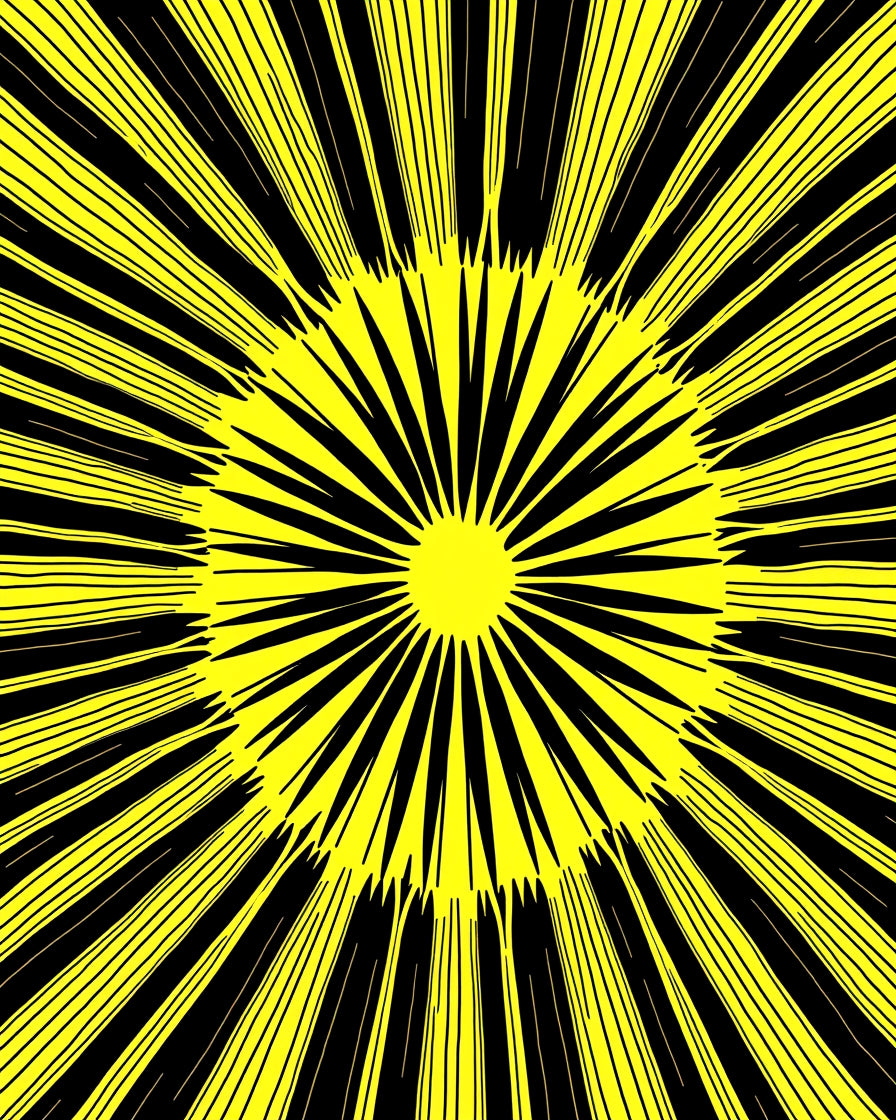 Bold Yellow Radial Design Rug