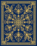 Navy Golden Floral Medallion Rug