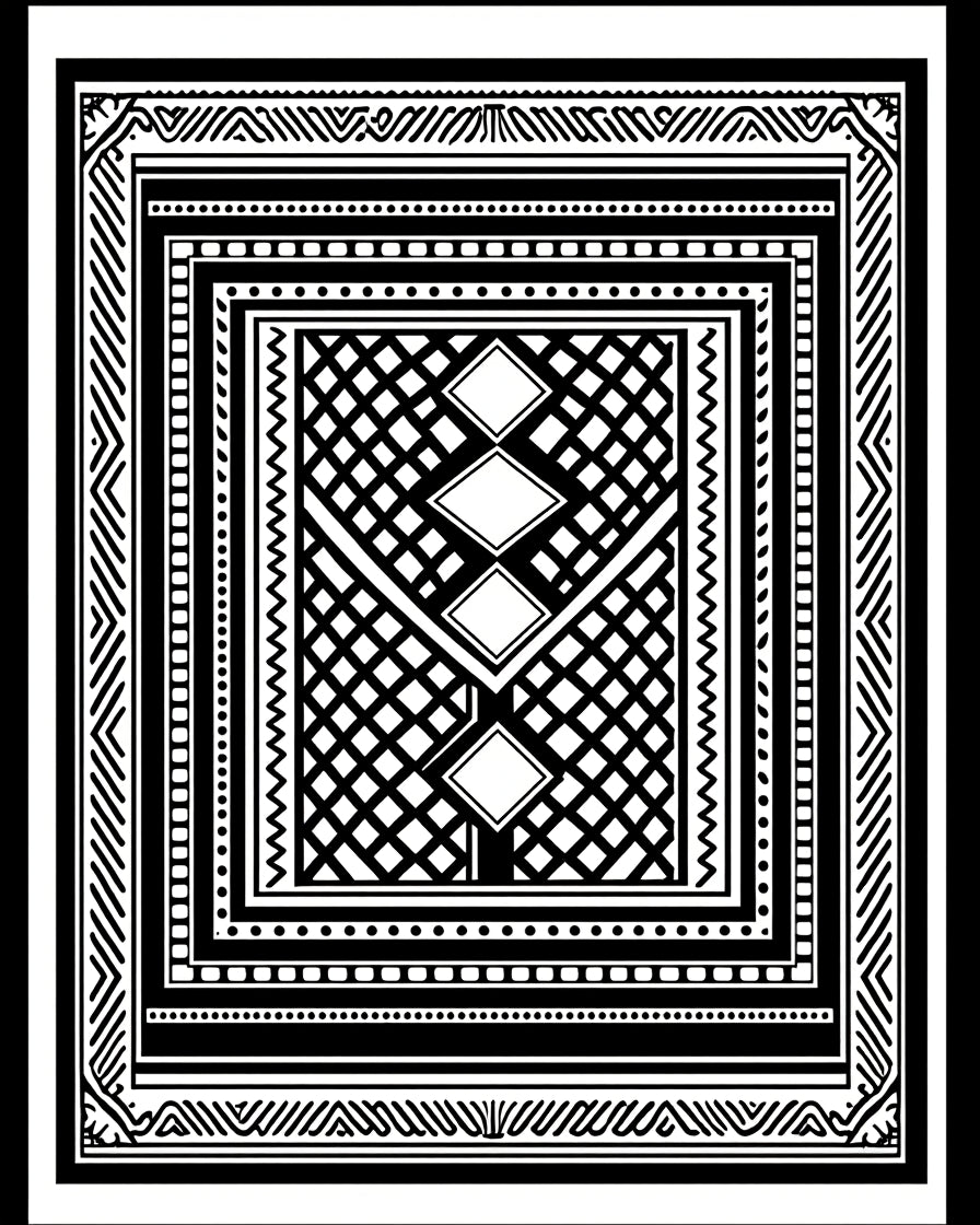 Bold Geometric Diamond Stripe Pattern Rug