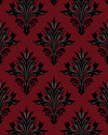 Dark Red and Black Damask Pattern Rug