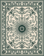 Ornate Floral Sunburst Pattern Rug