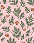 Pink Pinecone Branch Repeating Pattern Rug