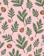 Pink Pinecone Branch Repeating Pattern Rug