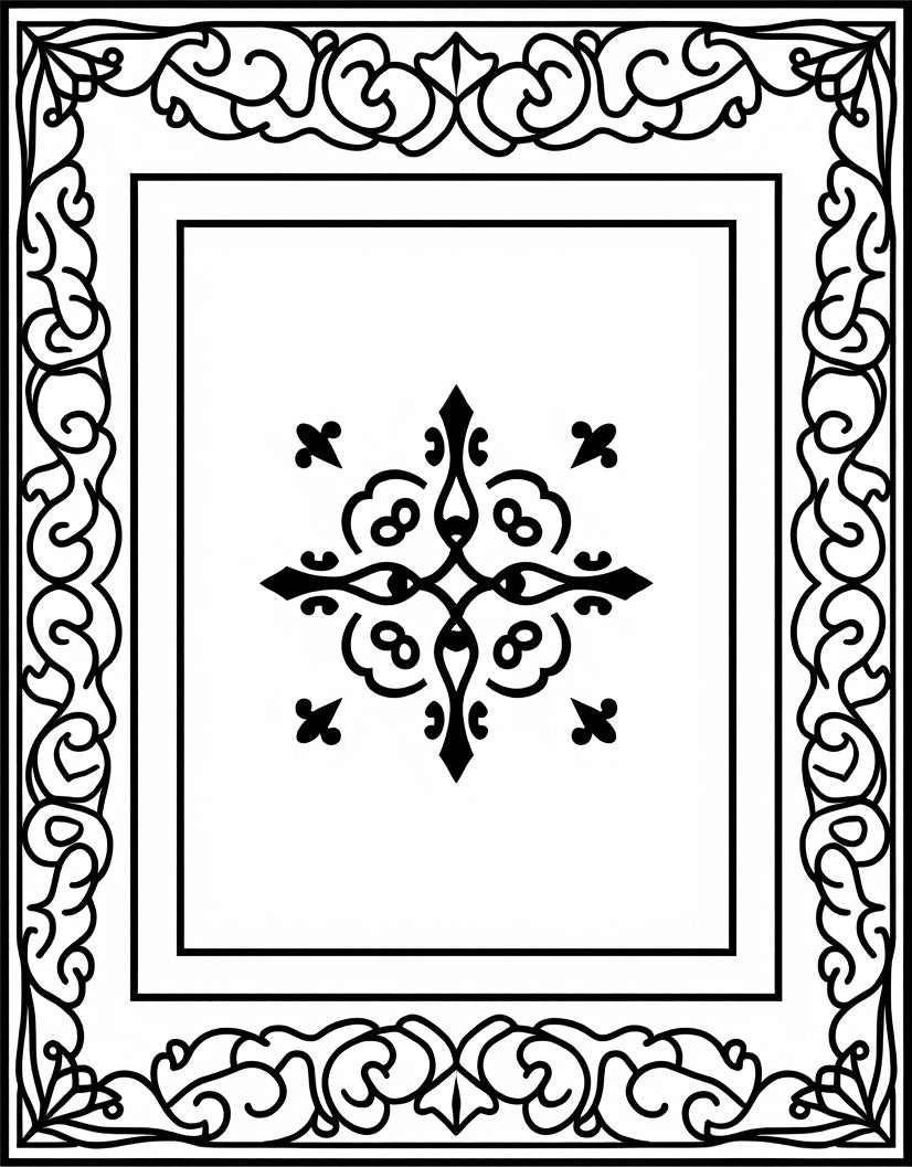 Ornate Scroll and Fleur-de-lis Medallion Rug