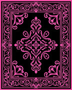Ornate Pink Black Paisley Pattern Design Rug