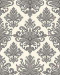 Elegant Gray Damask Floral Pattern Rug