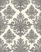 Elegant Gray Damask Floral Pattern Rug