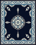 Elegant Blue Floral Medallion Pattern Rug