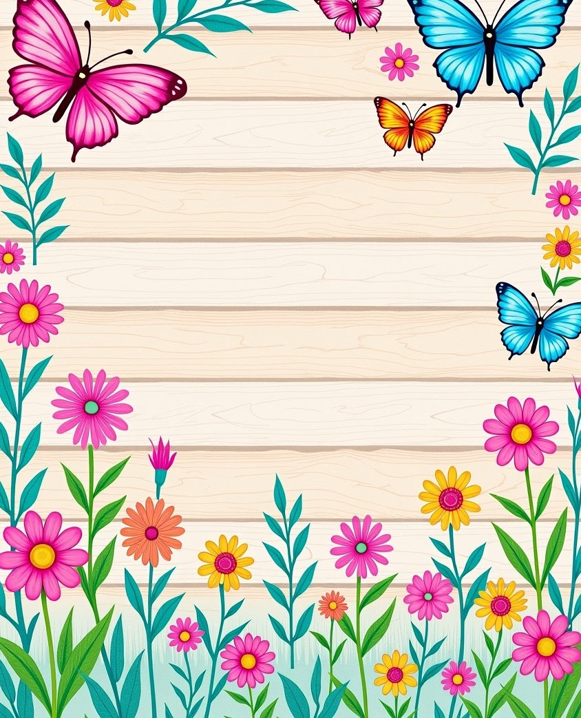 Colorful Butterflies and Flowers Garden Rug