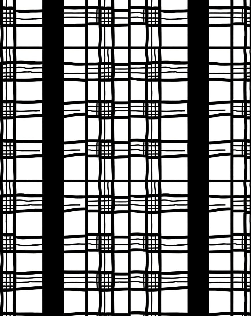 Bold Black White Plaid Design Rug