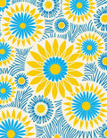 Bright Yellow Blue Daisy Burst Pattern Rug