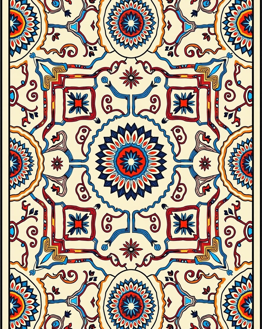 Colorful Floral Mandala Pattern Rug