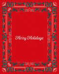 Festive Red Green Floral Border Rug