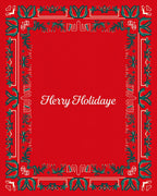 Festive Red Green Floral Border Rug