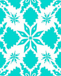 Teal Snowflake Geometric Pattern Rug