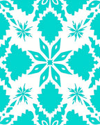 Teal Snowflake Geometric Pattern Rug
