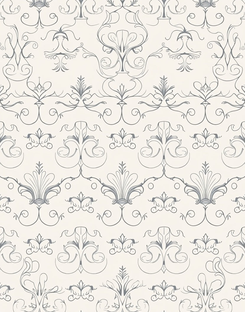 Elegant Scrollwork Floral Pattern Design Rug