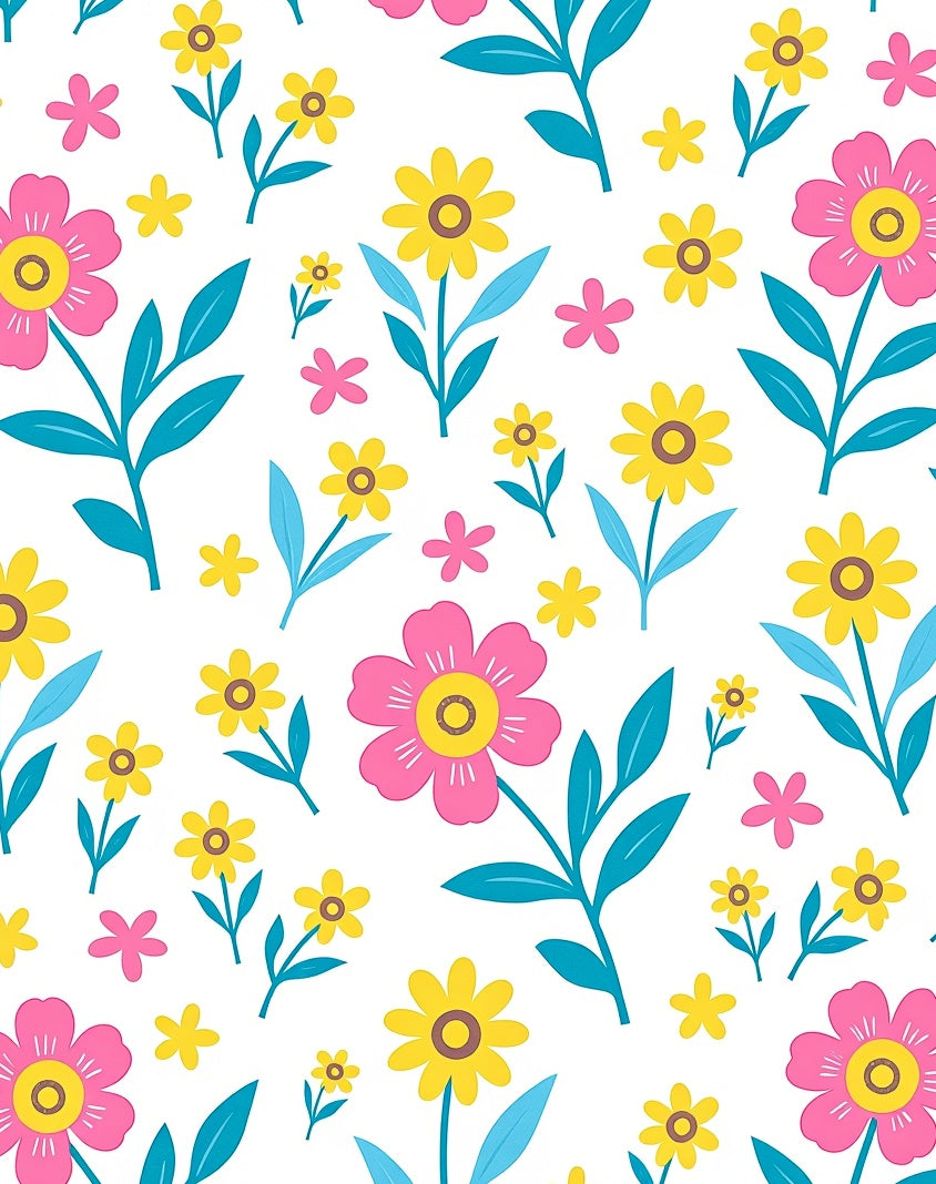 Floral Meadow Bright Blossoms Pattern Rug