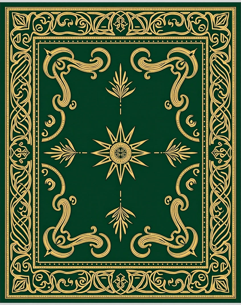 Emerald Green Golden Celtic Knot Rug