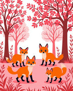 Whimsical Forest Foxes Nature Pattern Rug