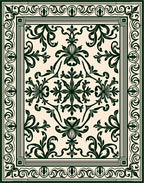 Intricate Floral Medallion Scrollwork Design Rug