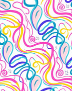 Playful Swirling Ribbon Abstract Design Rug