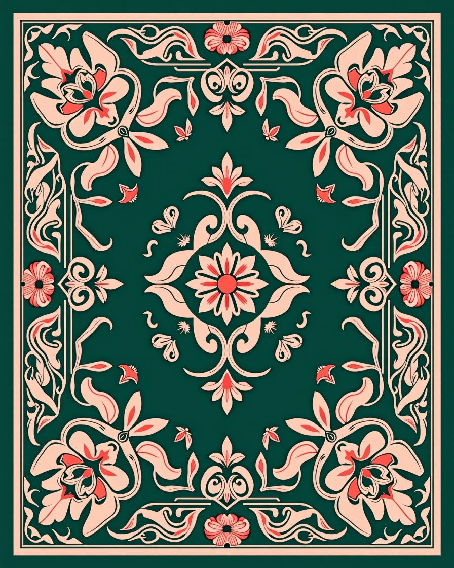 Floral Motif With Intricate Swirls Design Rug