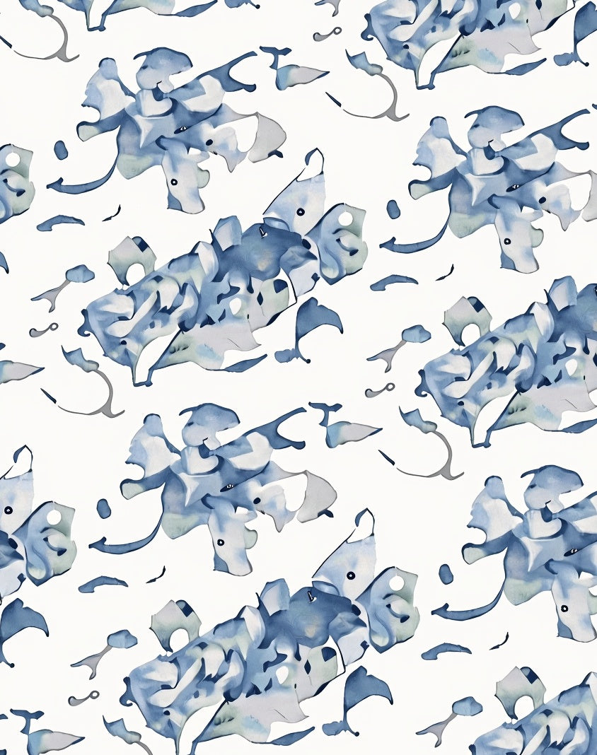 Abstract Blue Floral Watercolor Design Rug