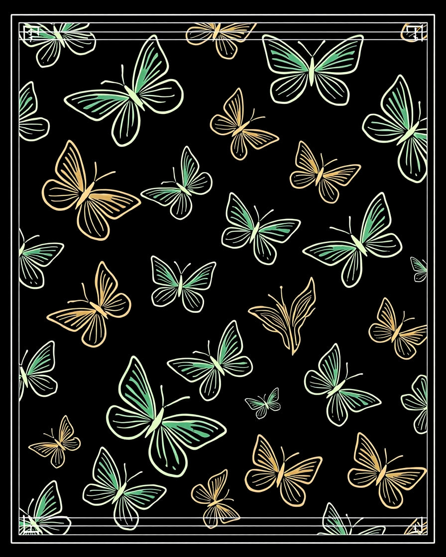 Whimsical Golden Butterfly Garden Rug