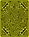 Bold Black Geometric Maze Pattern Rug