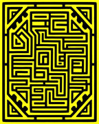 Bold Black Geometric Maze Pattern Rug