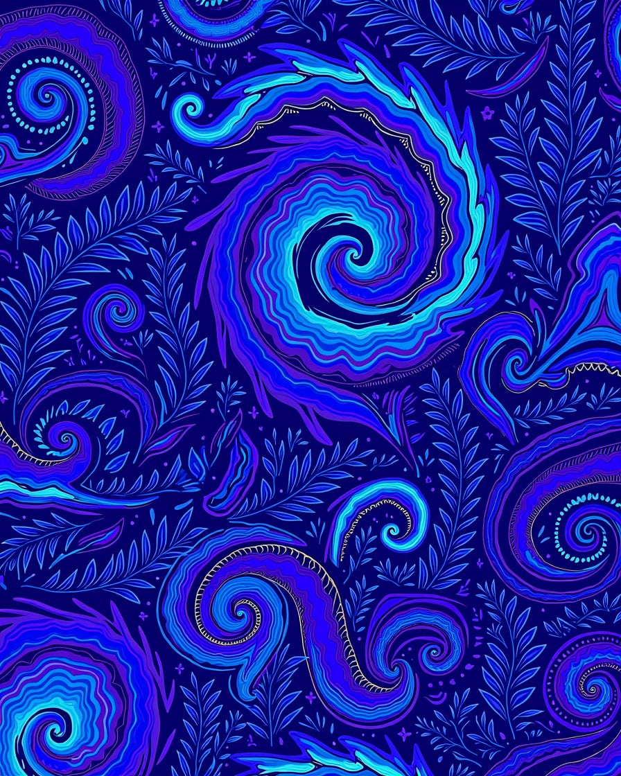 Abstract Swirls Botanical Pattern Design Rug